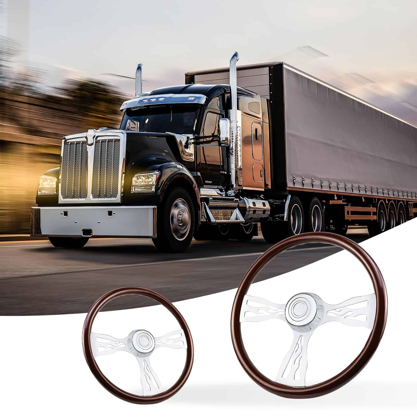 Volante de Camión de Madera Maciza de 18" con 3 Radios de - Imagen 7