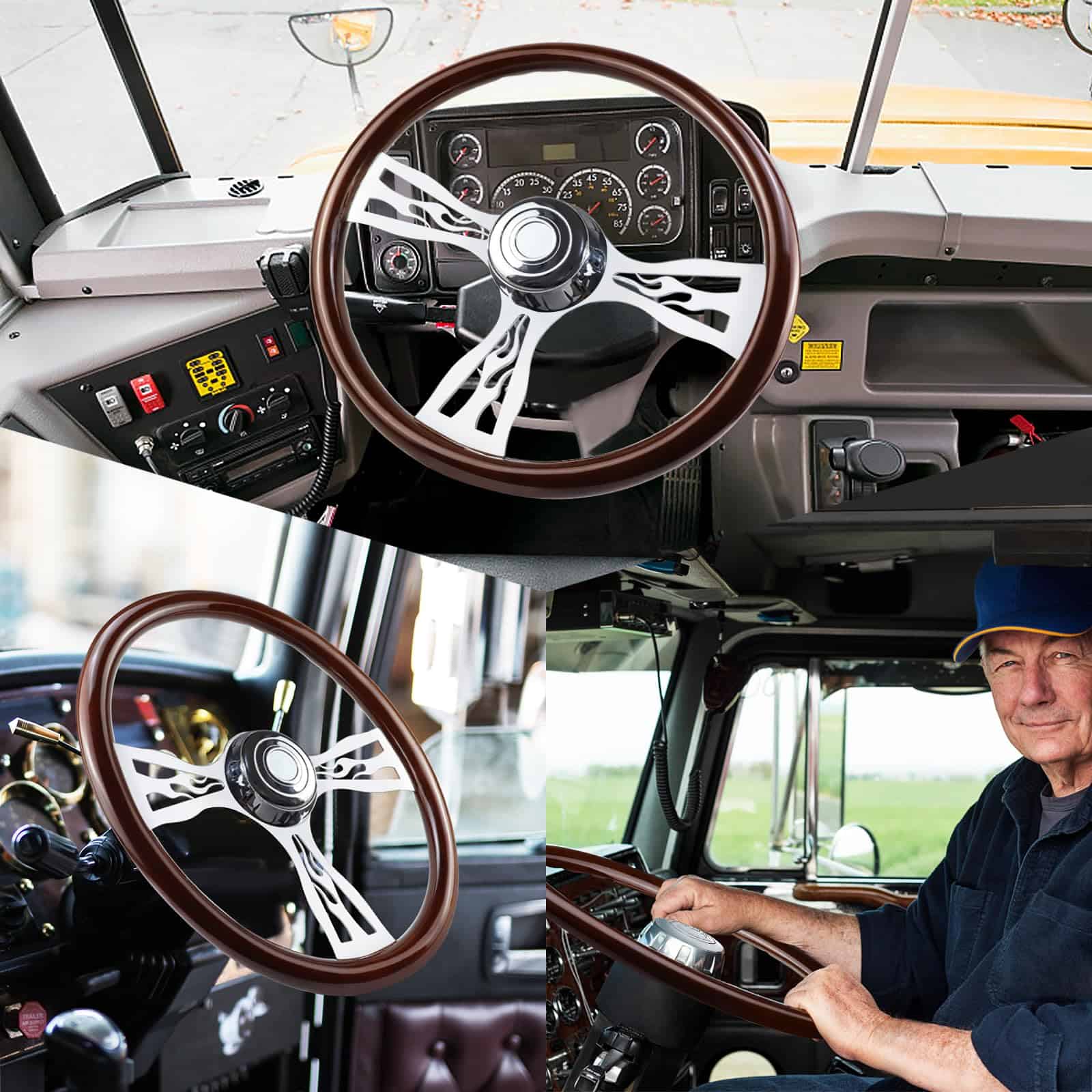 Volante de Camión de Madera Maciza de 18" con 3 Radios de - Imagen 6