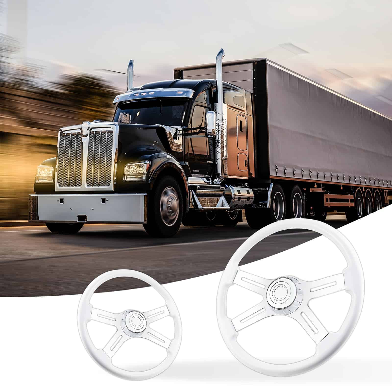 Volante de camión de madera maciza de 18 pulgadas con - Imagen 7