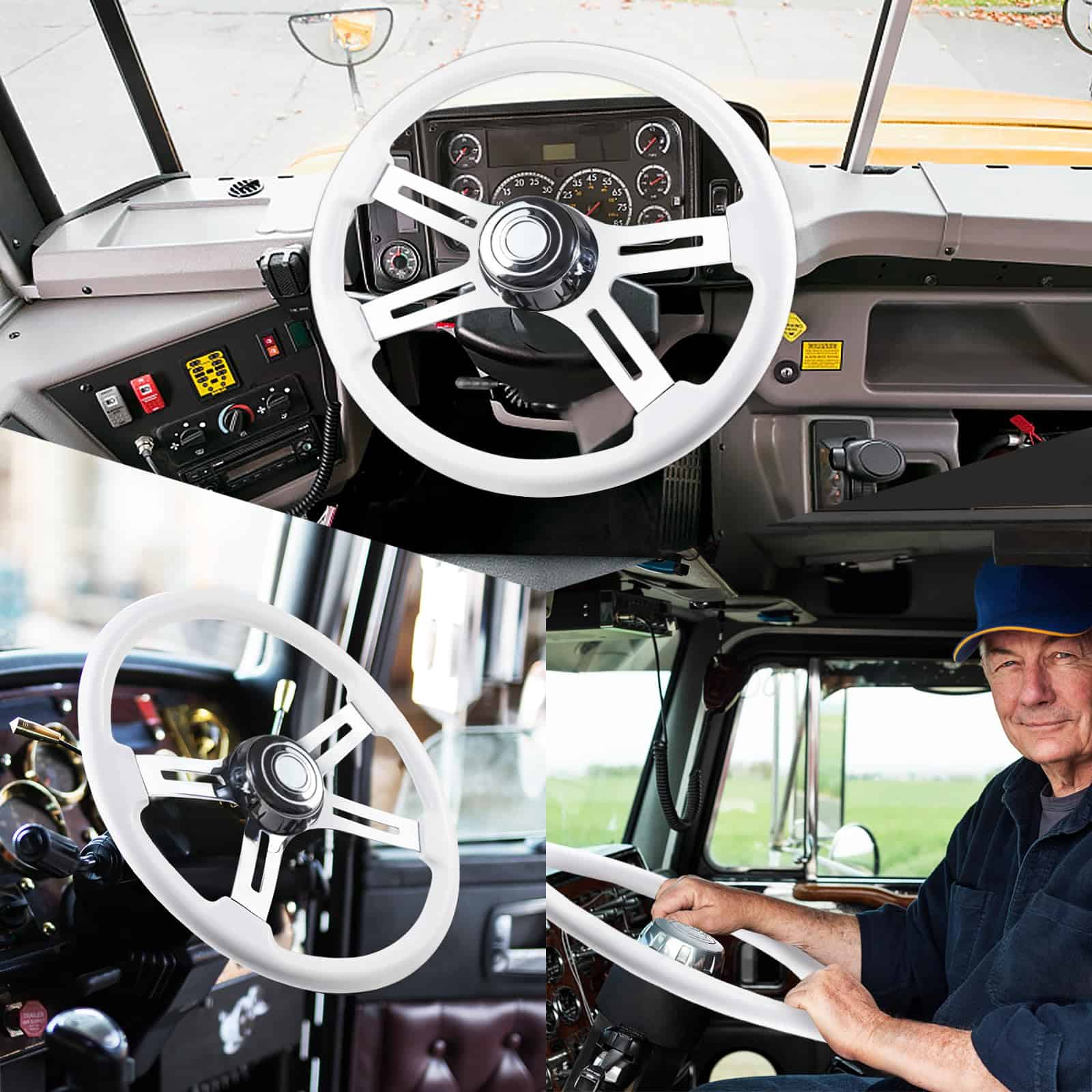 Volante de camión de madera maciza de 18 pulgadas con - Imagen 6