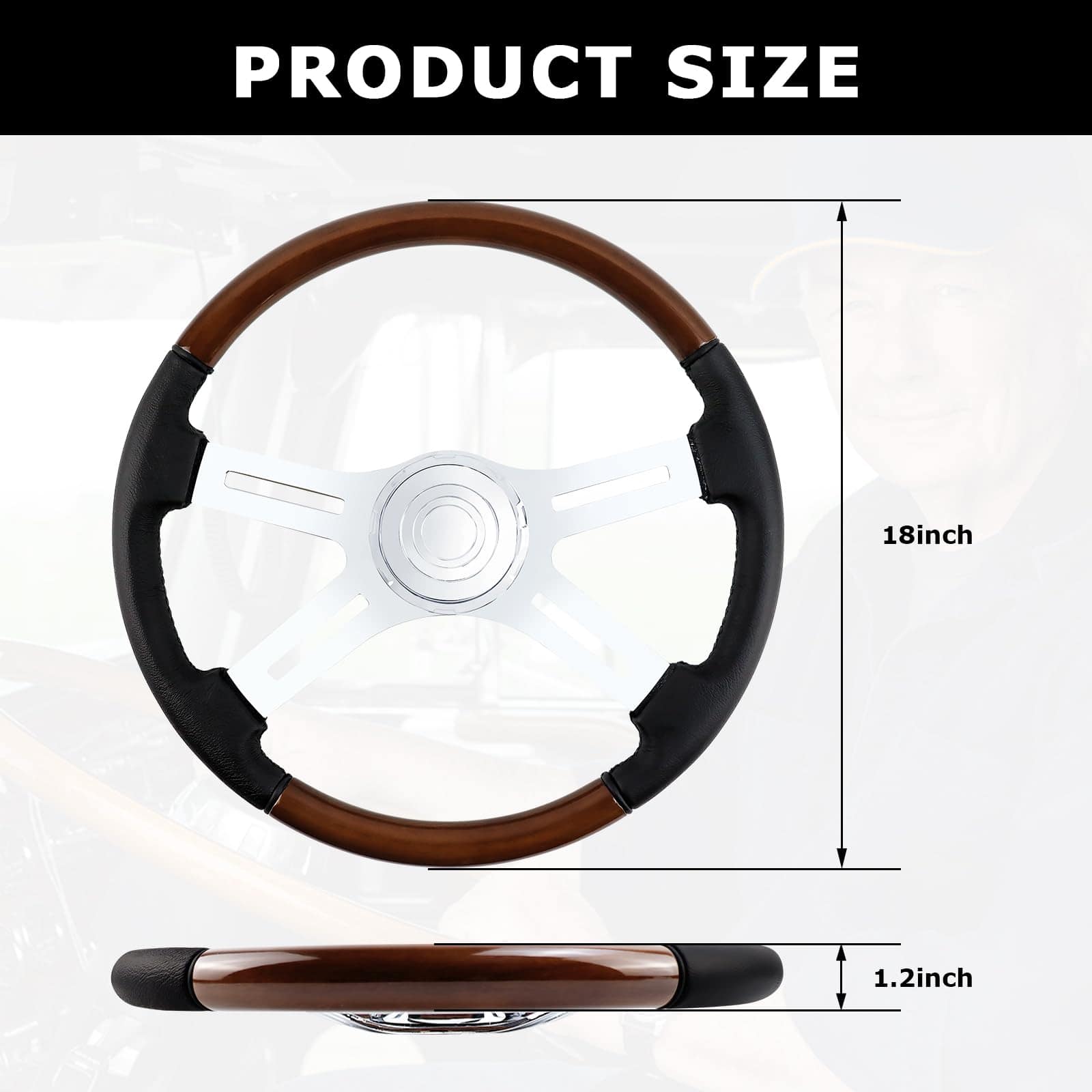 Volante de dirección para camión de madera maciza QYMOPAY - Imagen 3