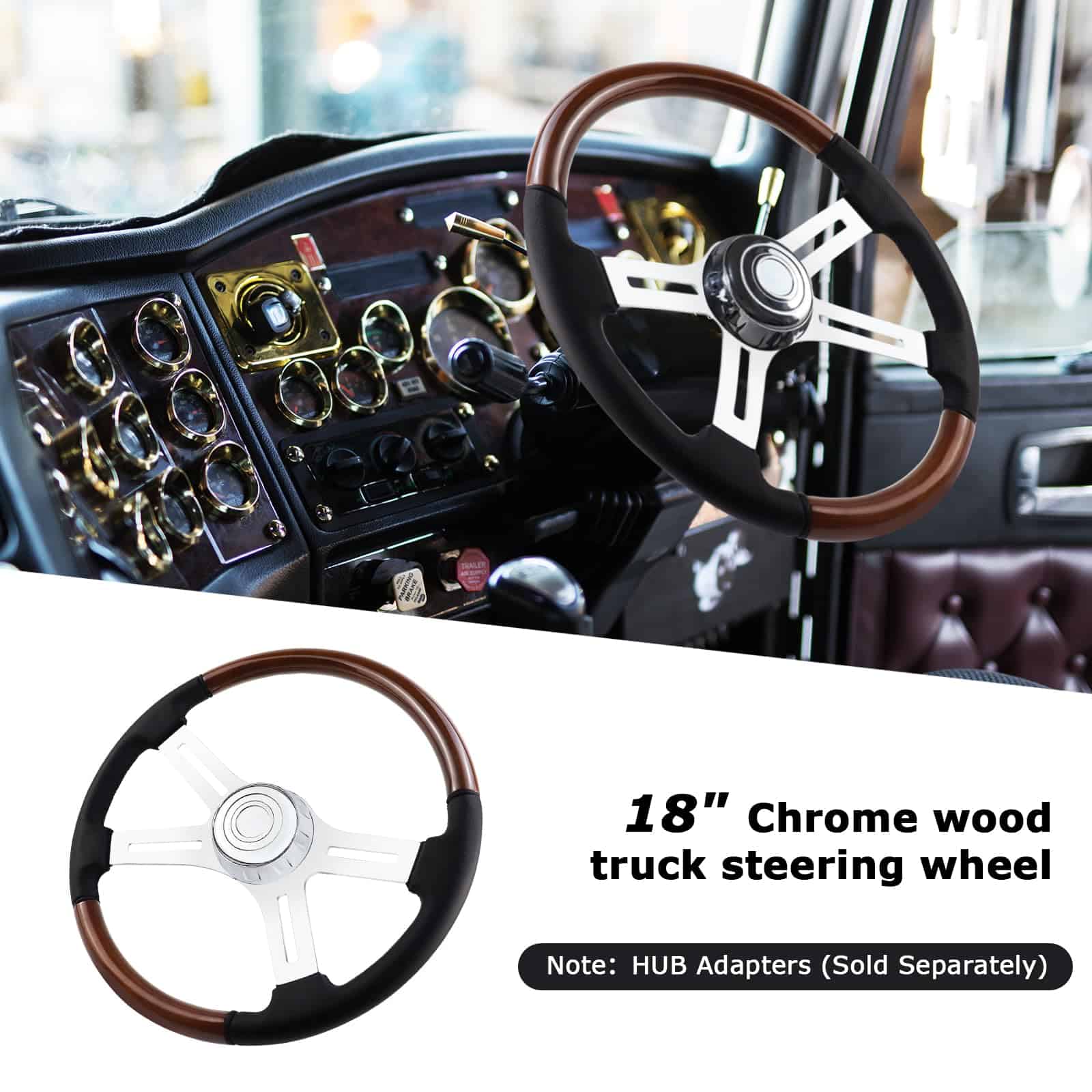 Volante de dirección para camión de madera maciza QYMOPAY - Imagen 5