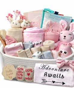 Set de regalo de canasta de baby shower para niña de 27