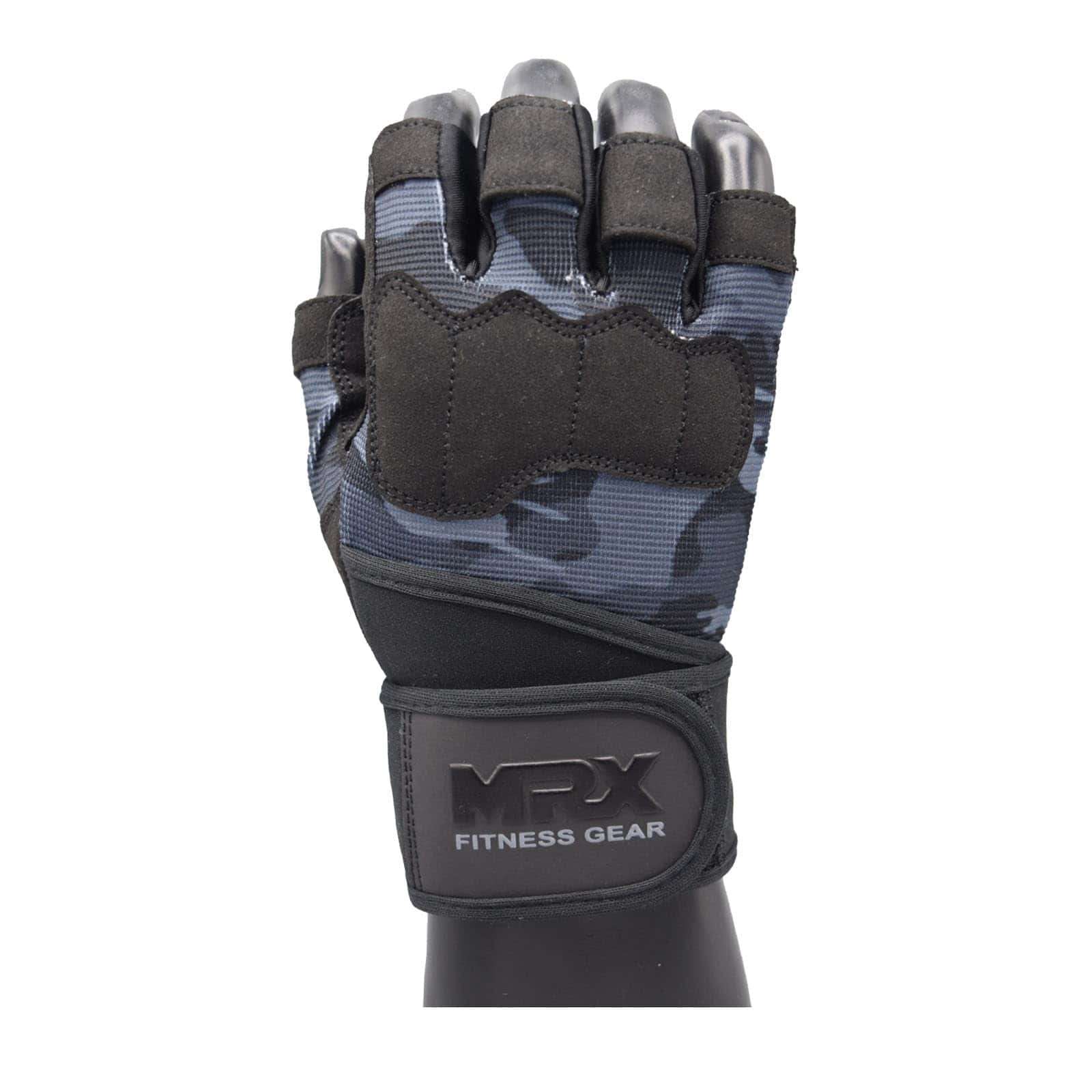 Guantes de levantamiento de pesas MRX -Gris camuflaje negro - Imagen 6