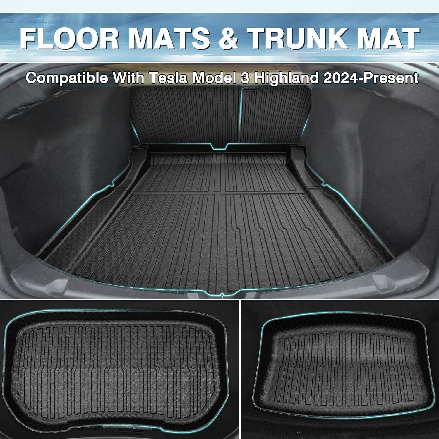 Tapetes y Protector de Maletero Mixsuper para Tesla Model 3 - Imagen 3