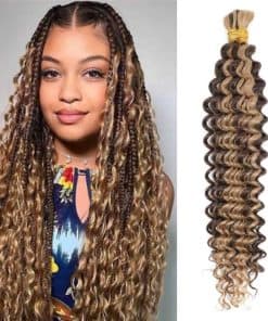 Aliesencia Highlight Deep Wave Bulk Human Hair for Braiding