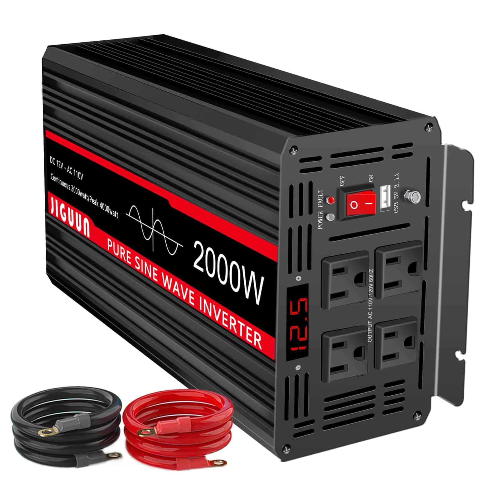 Inversor de Corriente Onda Senoidal Pura 2000W, 12V DC a