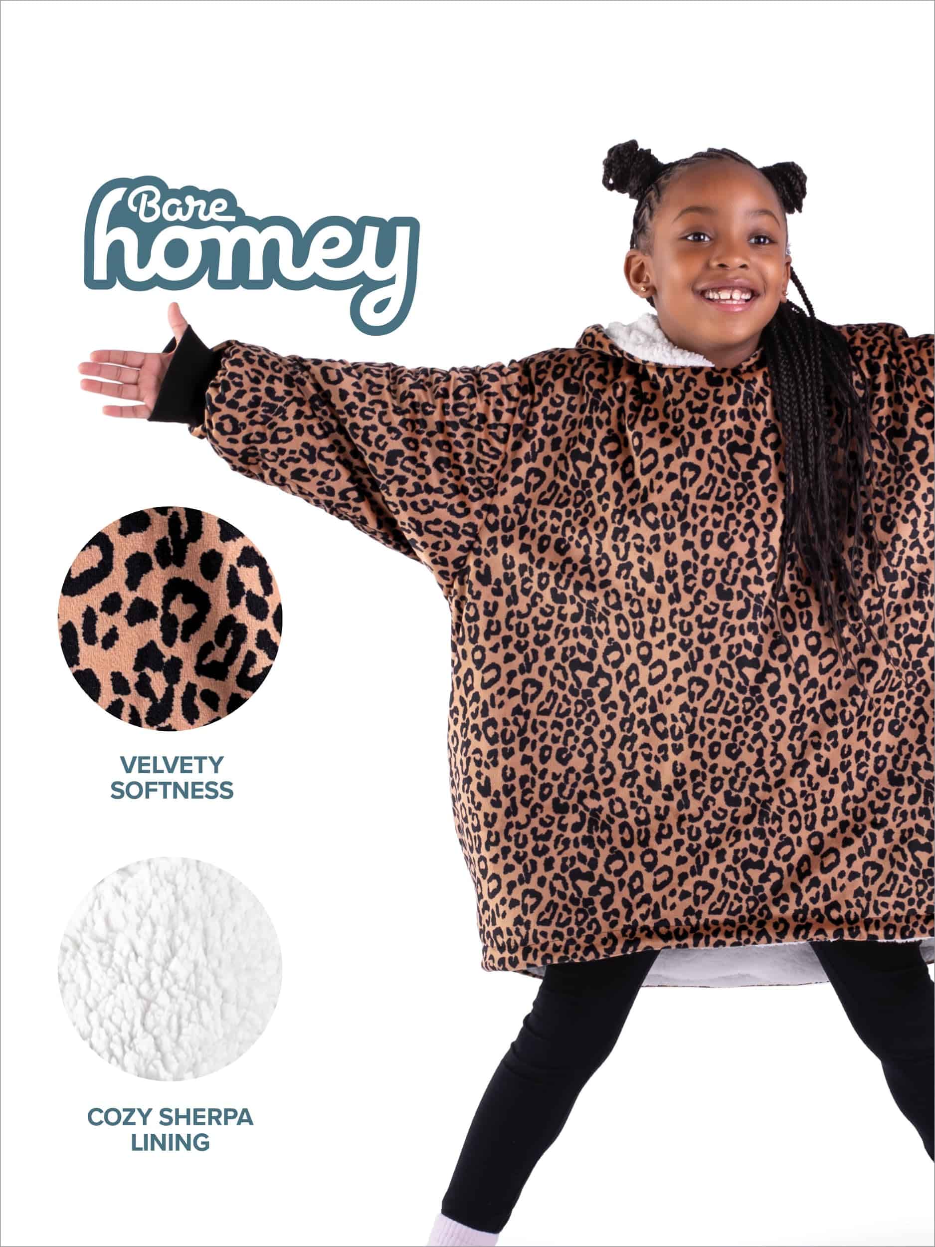 Manta con capucha Bare Home Sherpa Fleece -Leopardo - Imagen 3