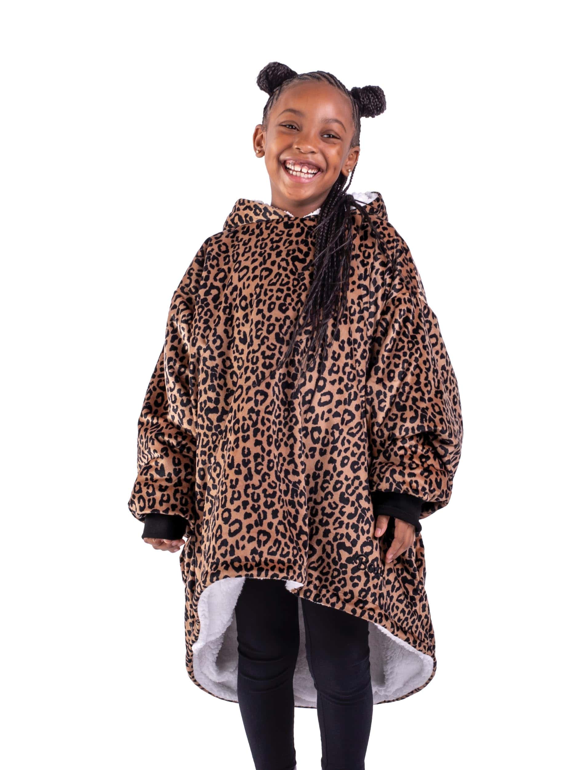 Manta con capucha Bare Home Sherpa Fleece -Leopardo