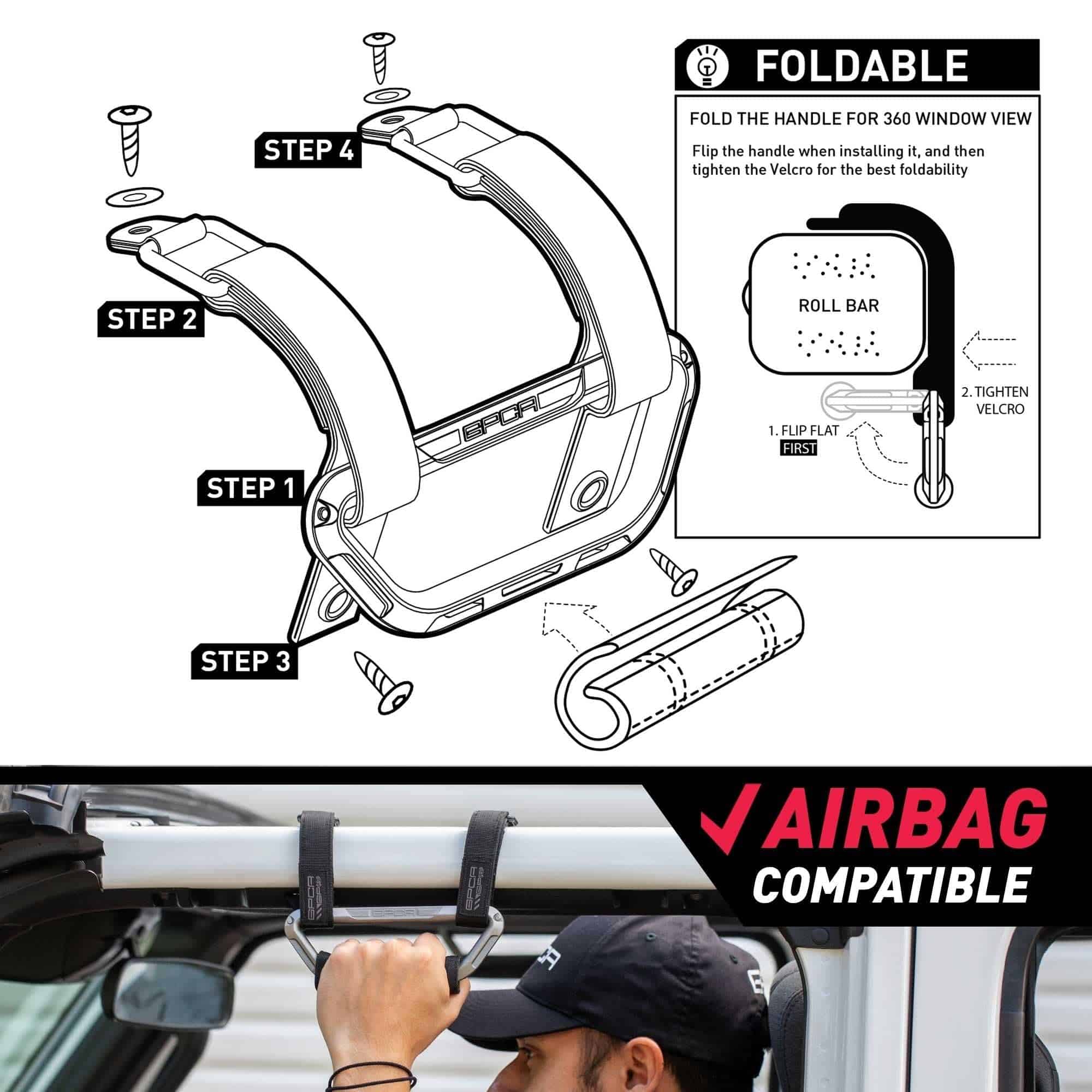 GPCA GP Grip Air Grab Handles Diseñado para 2024+ Jeep - Imagen 4