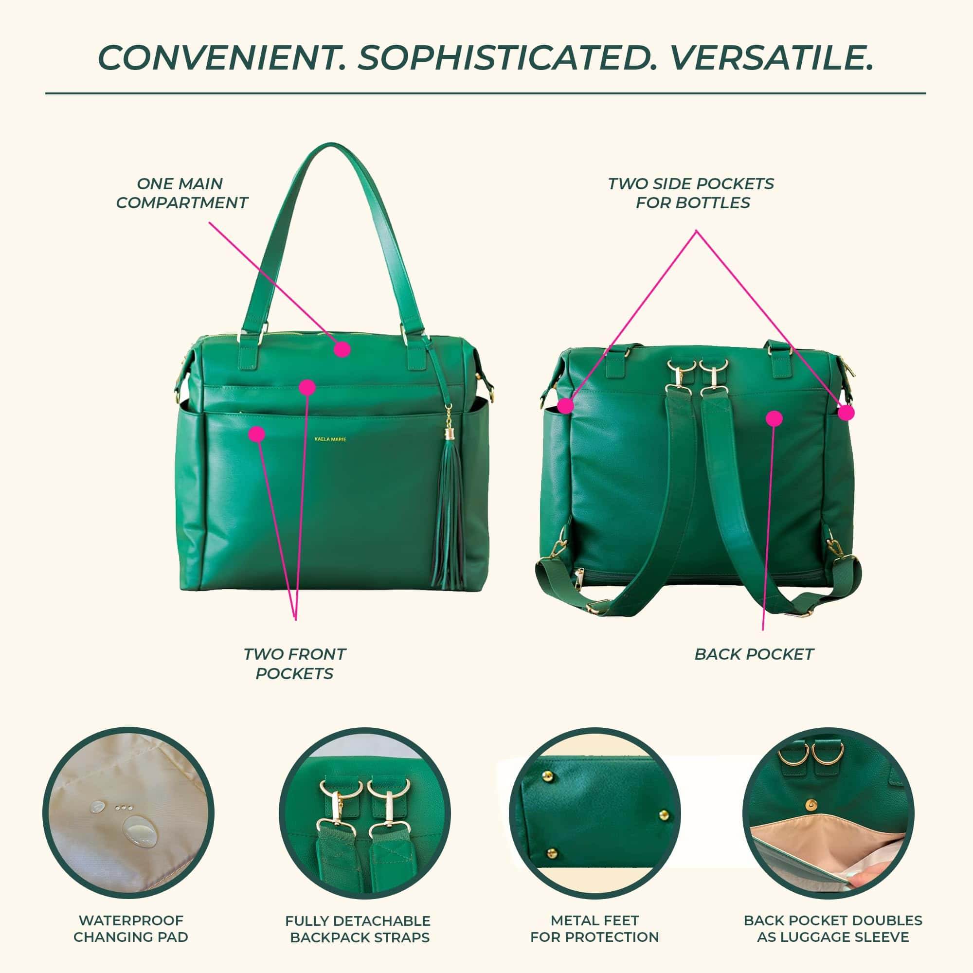 Mochila Grande para Pañales Kaela Marie, Bolso de Viaje - Imagen 5