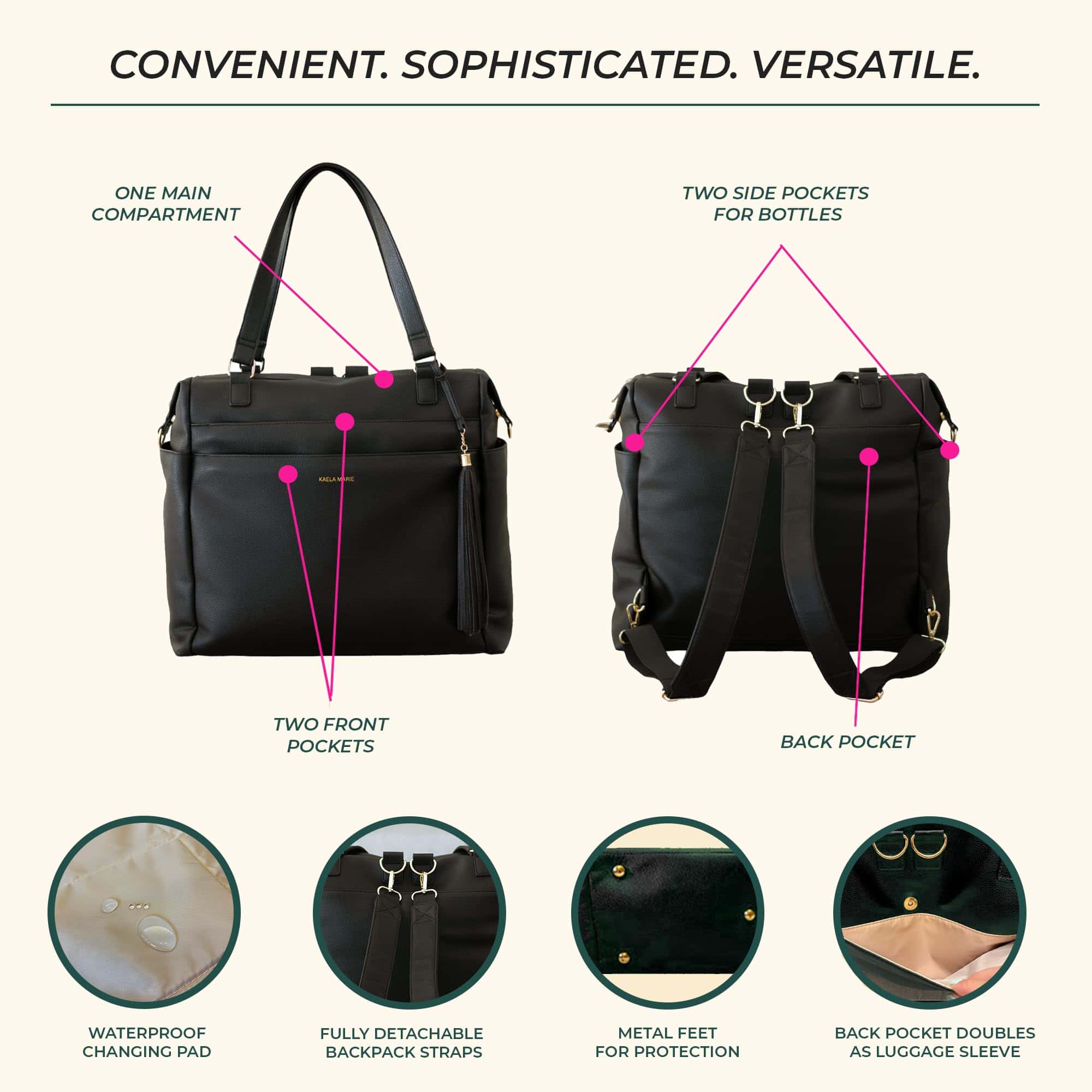 Mochila Grande para Pañales Kaela Marie, Mochila de Viaje - Imagen 5