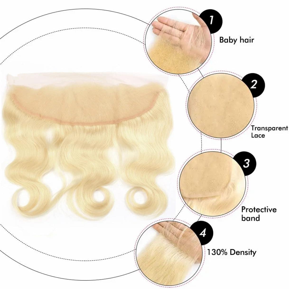 Frontal de Encaje de Onda del Cuerpo 613 Brasileño 13x4 - Imagen 7