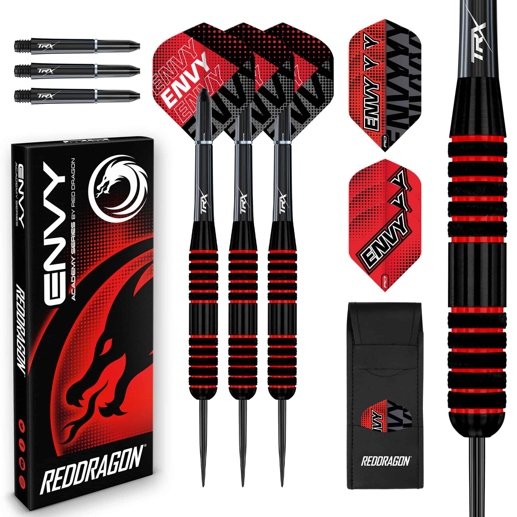 Dardos RED DRAGON - Serie Envy 22g - Negro y Rojo - Set de