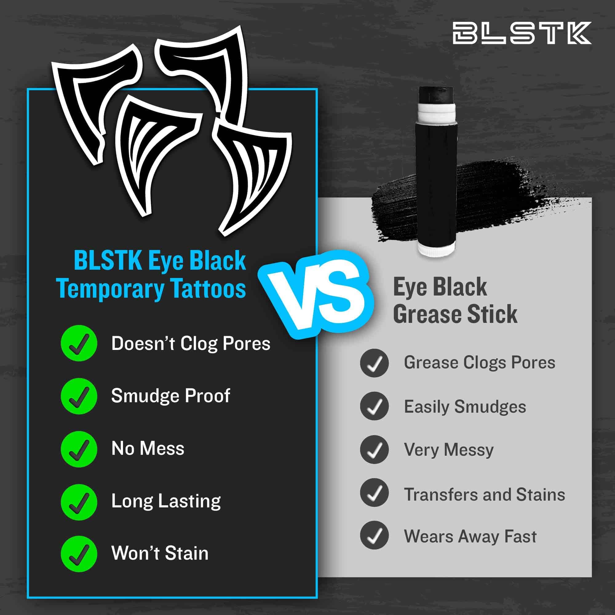 BLSTK Athletics - Tatuajes Temporales de Ojos -Negro - Imagen 7