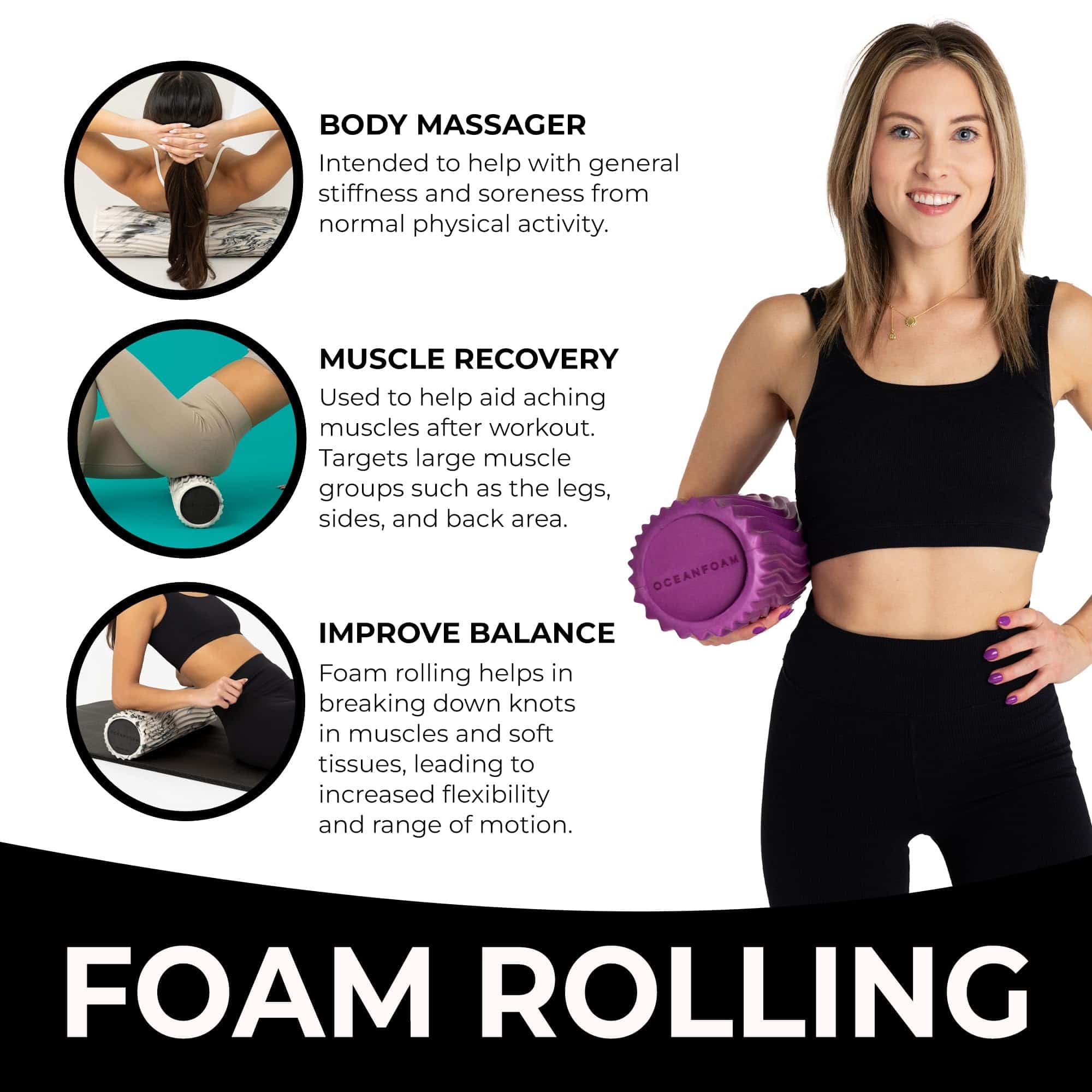 Rodillo de Masaje Muscular Oceanfoam Tidal - Magenta - Para - Imagen 5