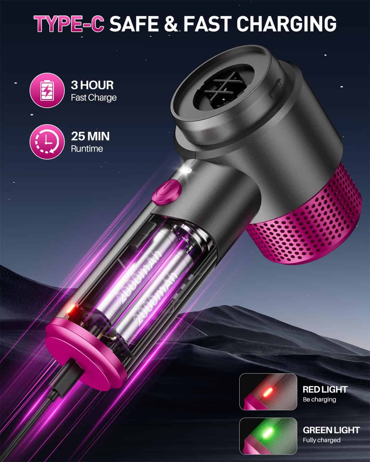 Aspiradora de Mano para Autos EYYA Inalámbrica, Aspiradora - Imagen 7