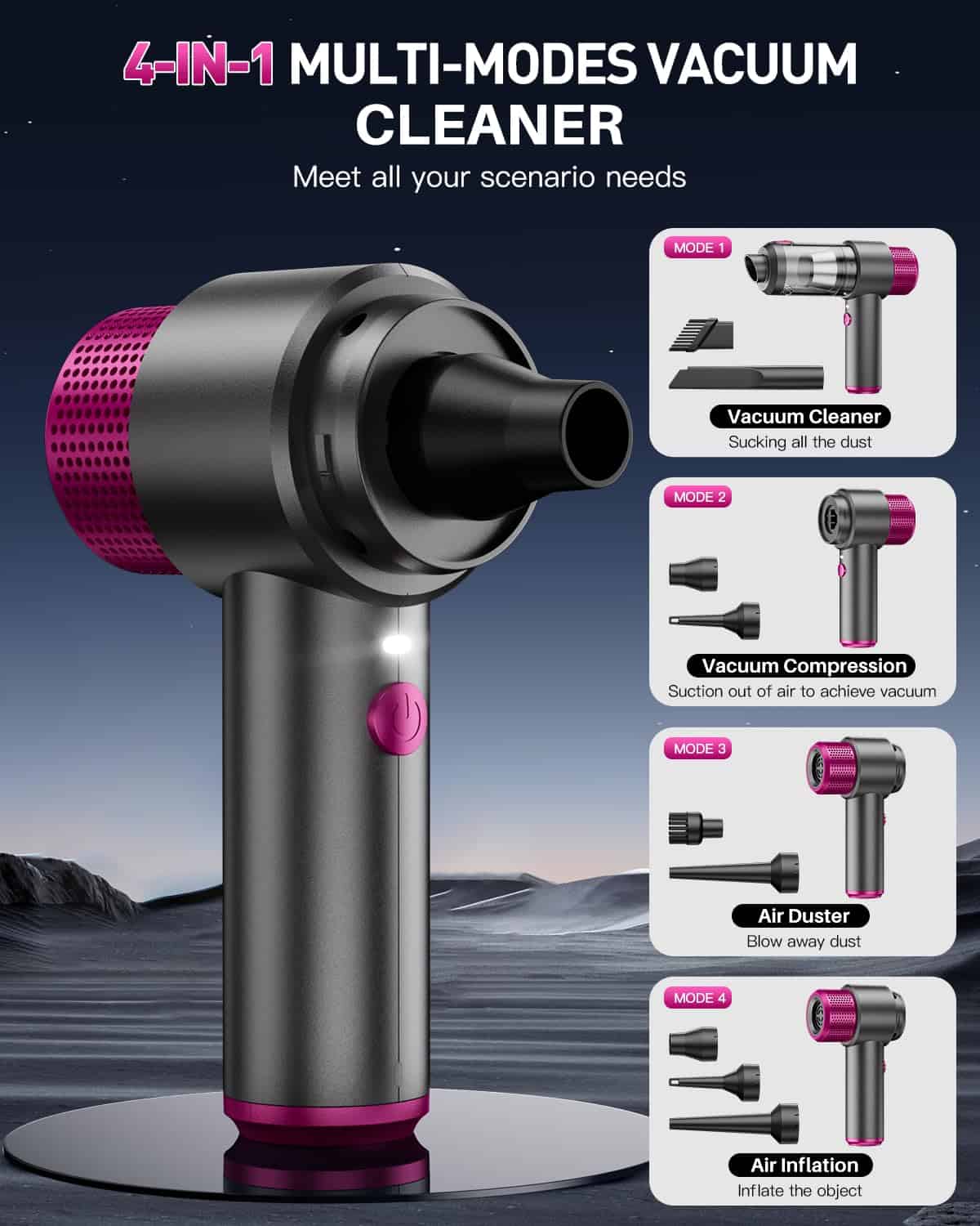 Aspiradora de Mano para Autos EYYA Inalámbrica, Aspiradora - Imagen 4