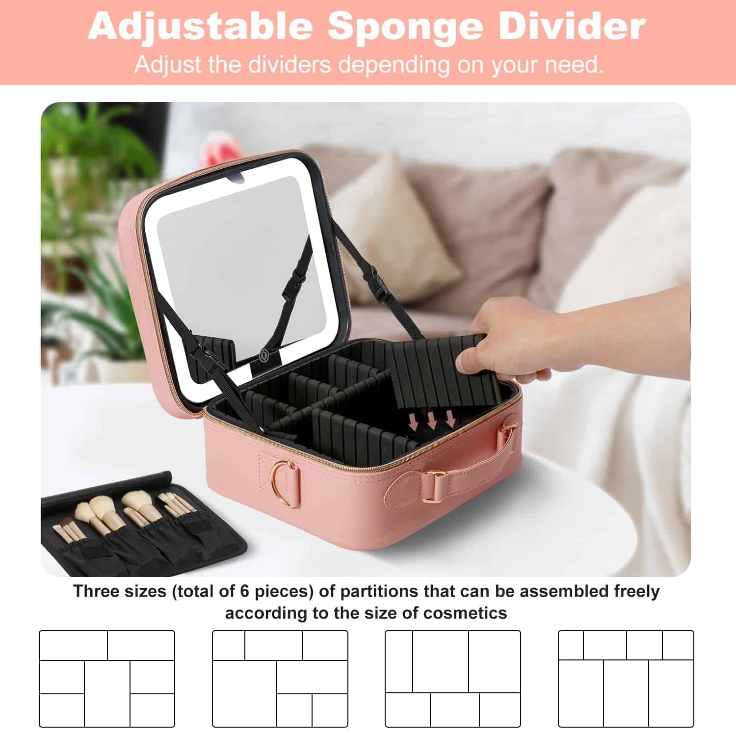 Bolsa de Maquillaje de Viaje Mocado con Espejo LED - Imagen 5