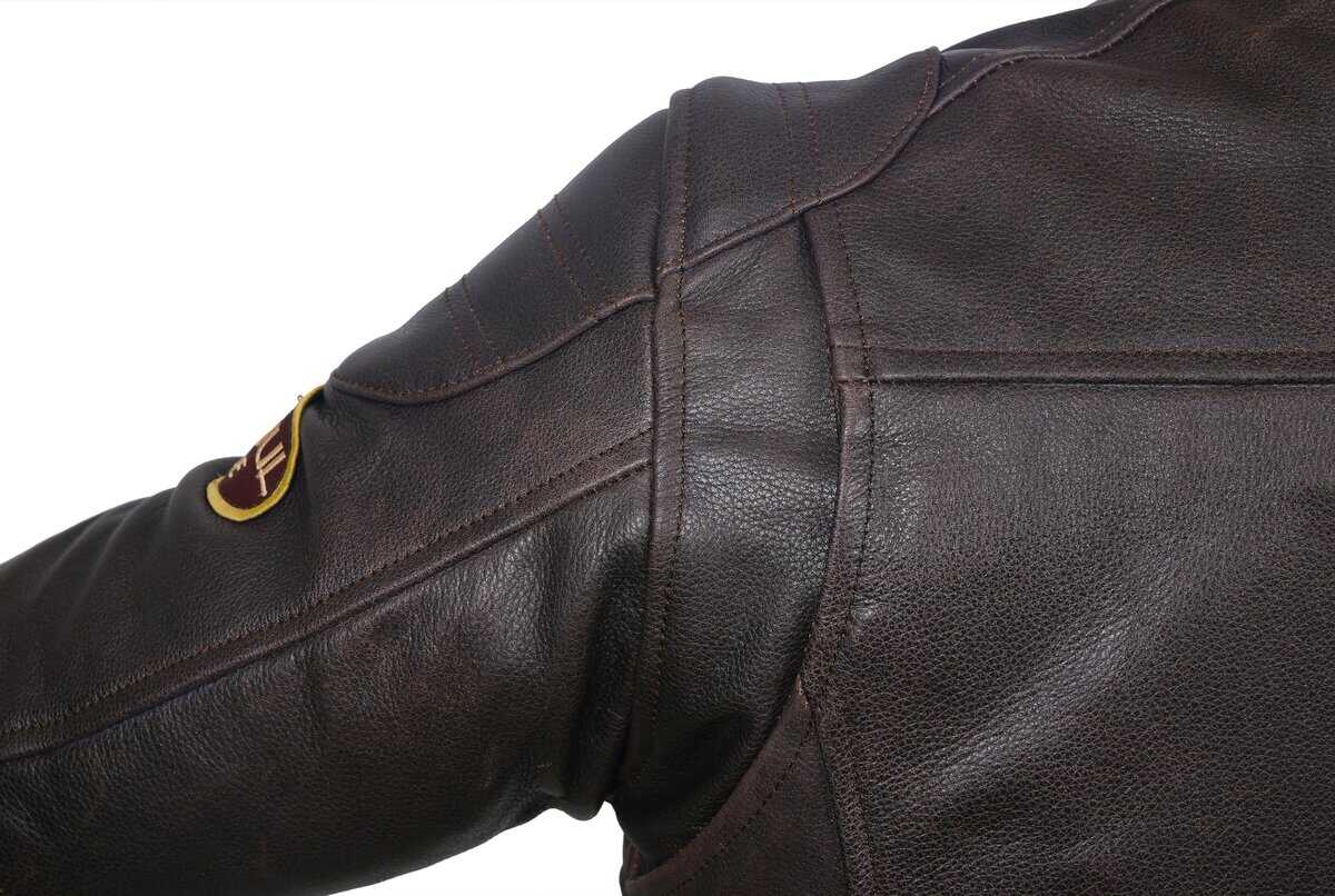 Chamarra de moto de cuero genuino para -Marrón - Imagen 6