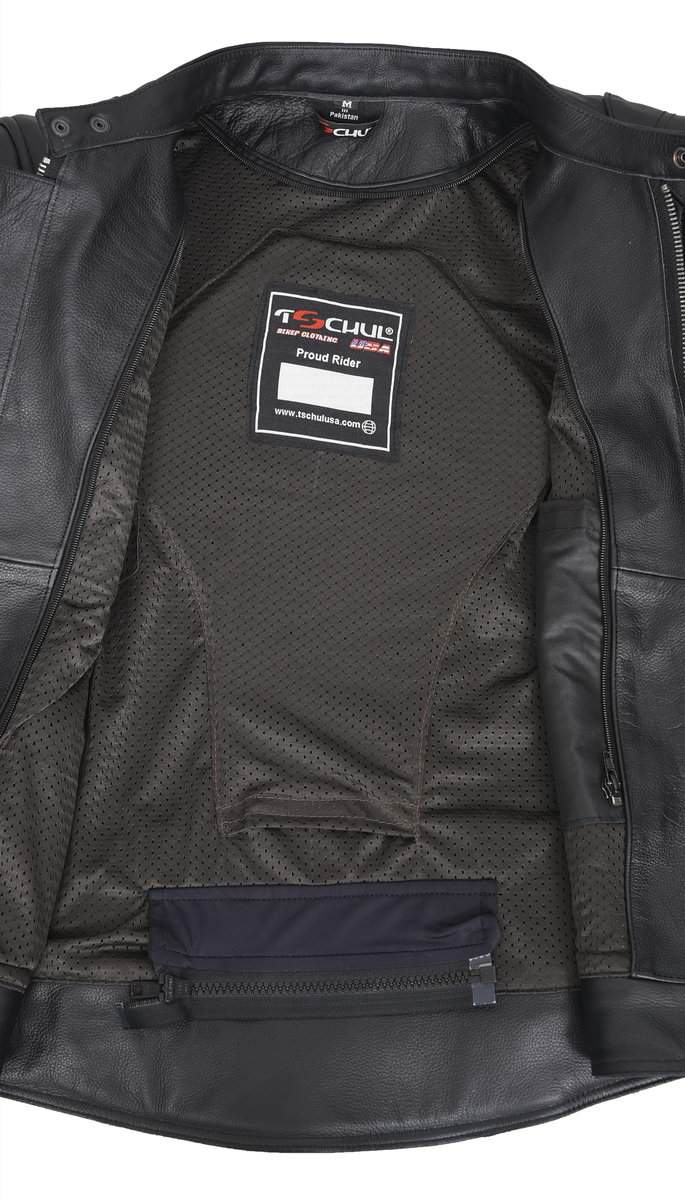 Chamarra de moto de cuero genuino para -Marrón - Imagen 8