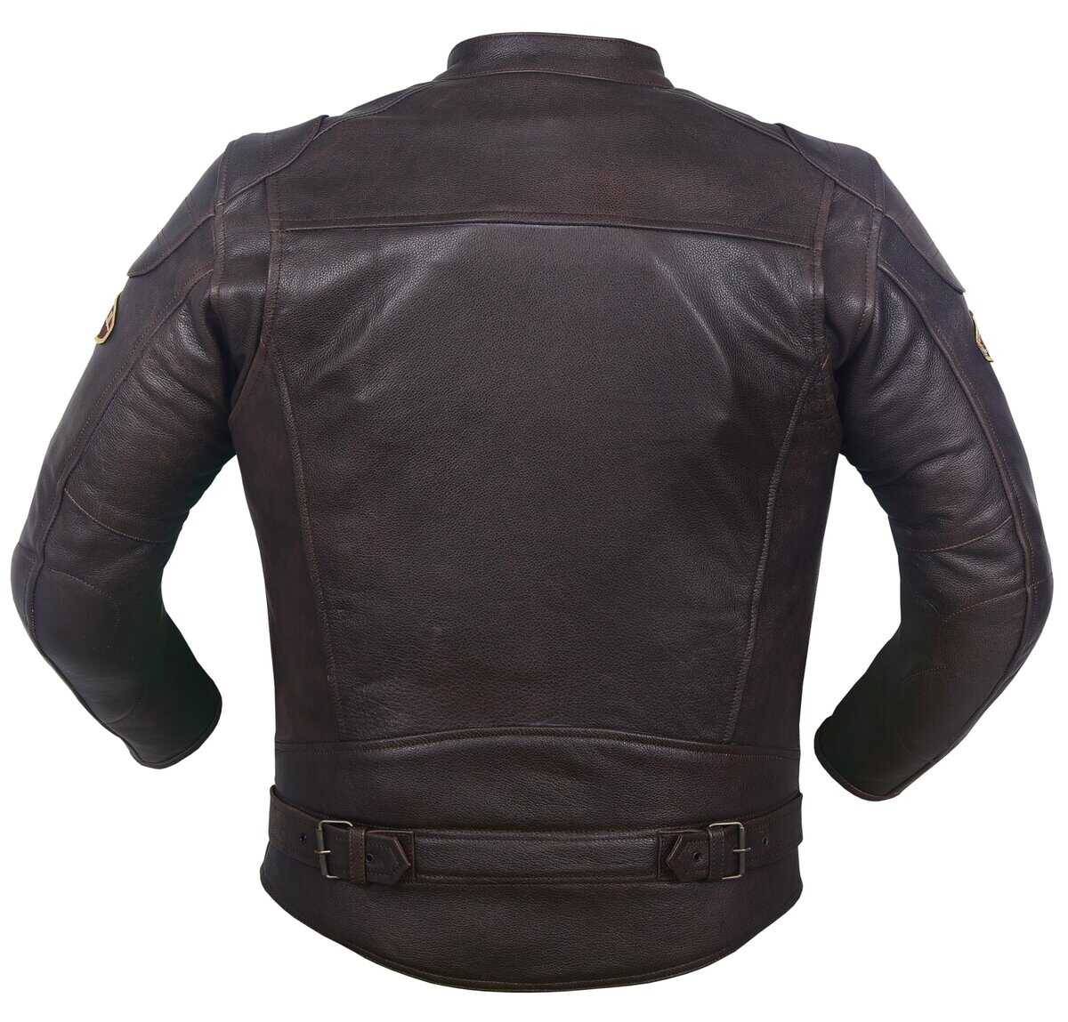 Chamarra de moto de cuero genuino para -Marrón - Imagen 3