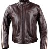 Chaqueta de Moto de Cuero Genuino para -Marrón