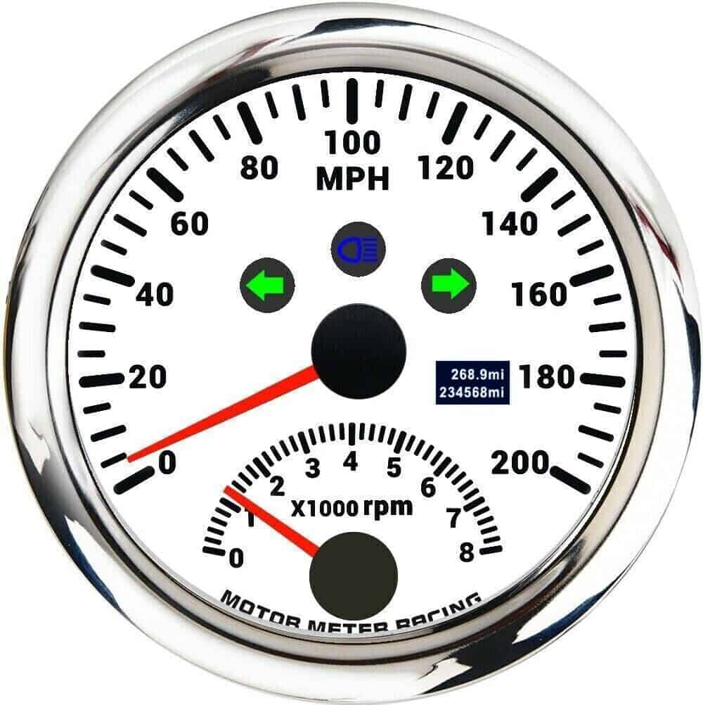MOTOR METER RACING W PRO 85mm 3-3/8" 2 en 1 -Blanco