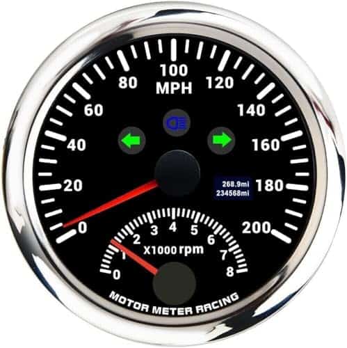 MOTOR METER RACING W PRO 85mm 3-3/8" 2 en 1 Velocímetro de