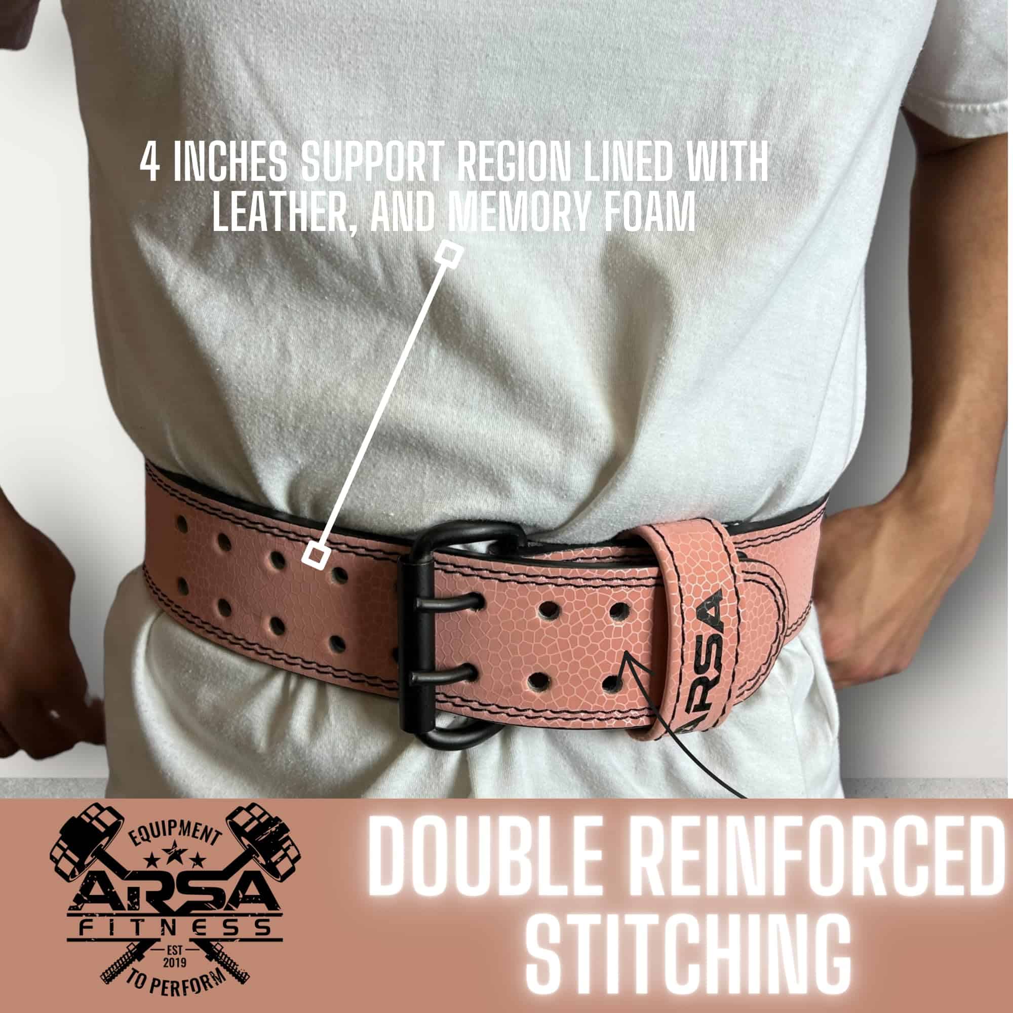 Cinturón de Levantamiento de Pesas de Cuero -Rosa Poder - Imagen 3