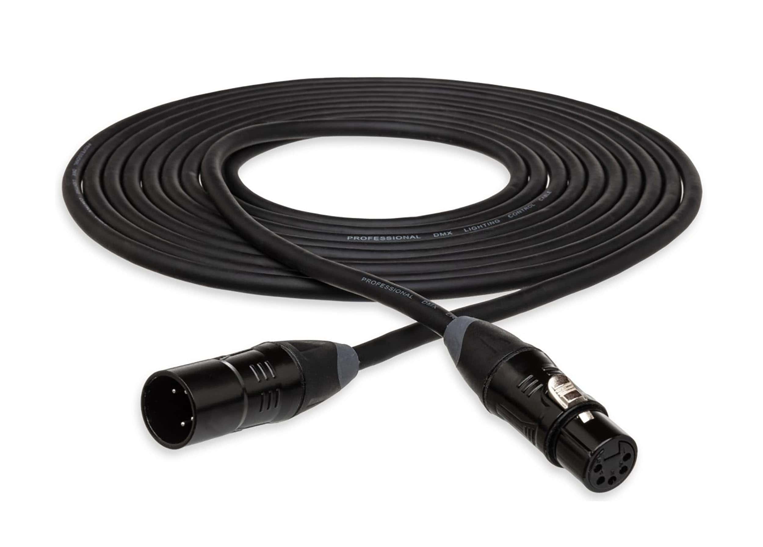 Cable DMX HOSA DMX-710 XLR5M a XLR5F, 10 pies, Negro