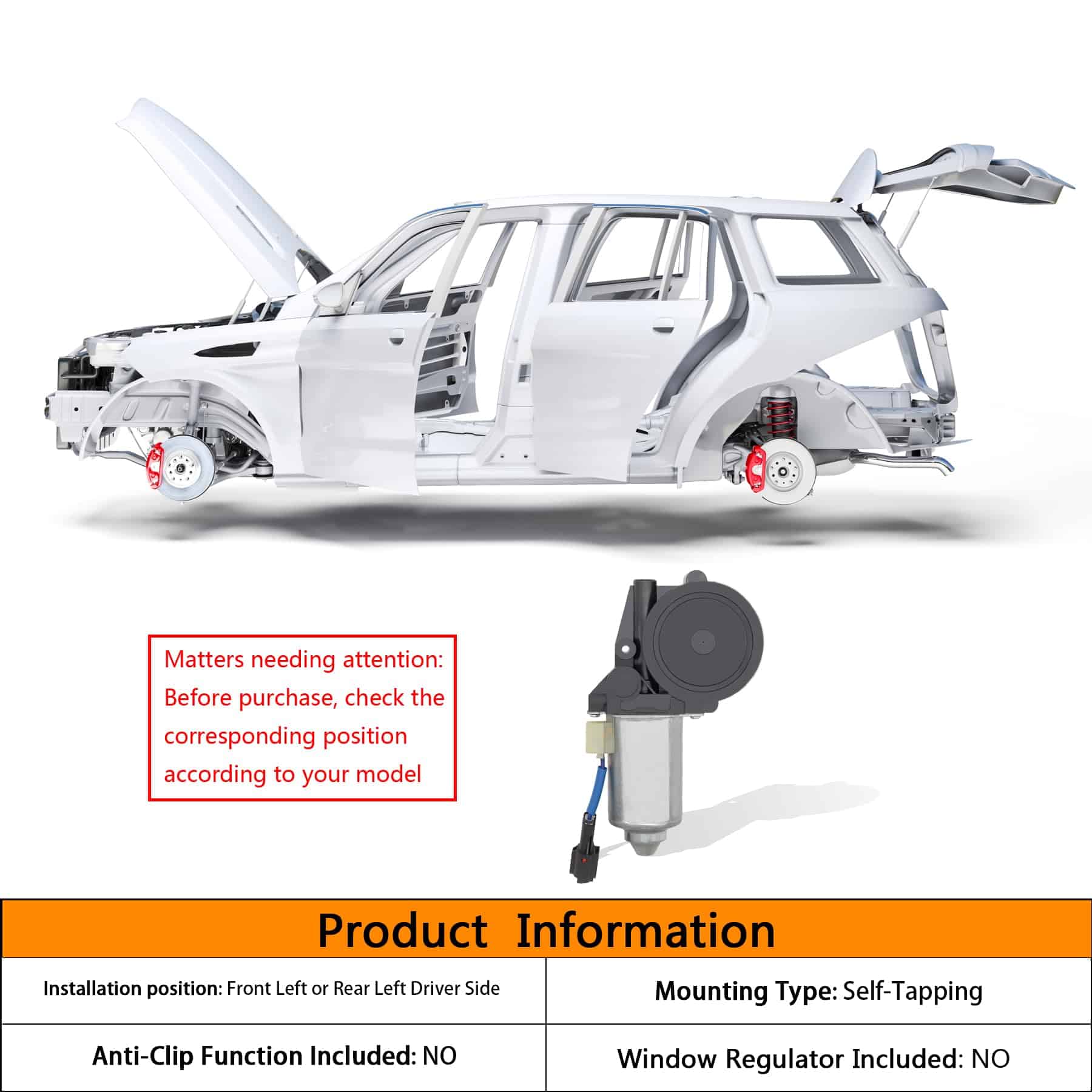 Motor de ventana de 2 pines HXHAUTO compatible con Ford - Imagen 4