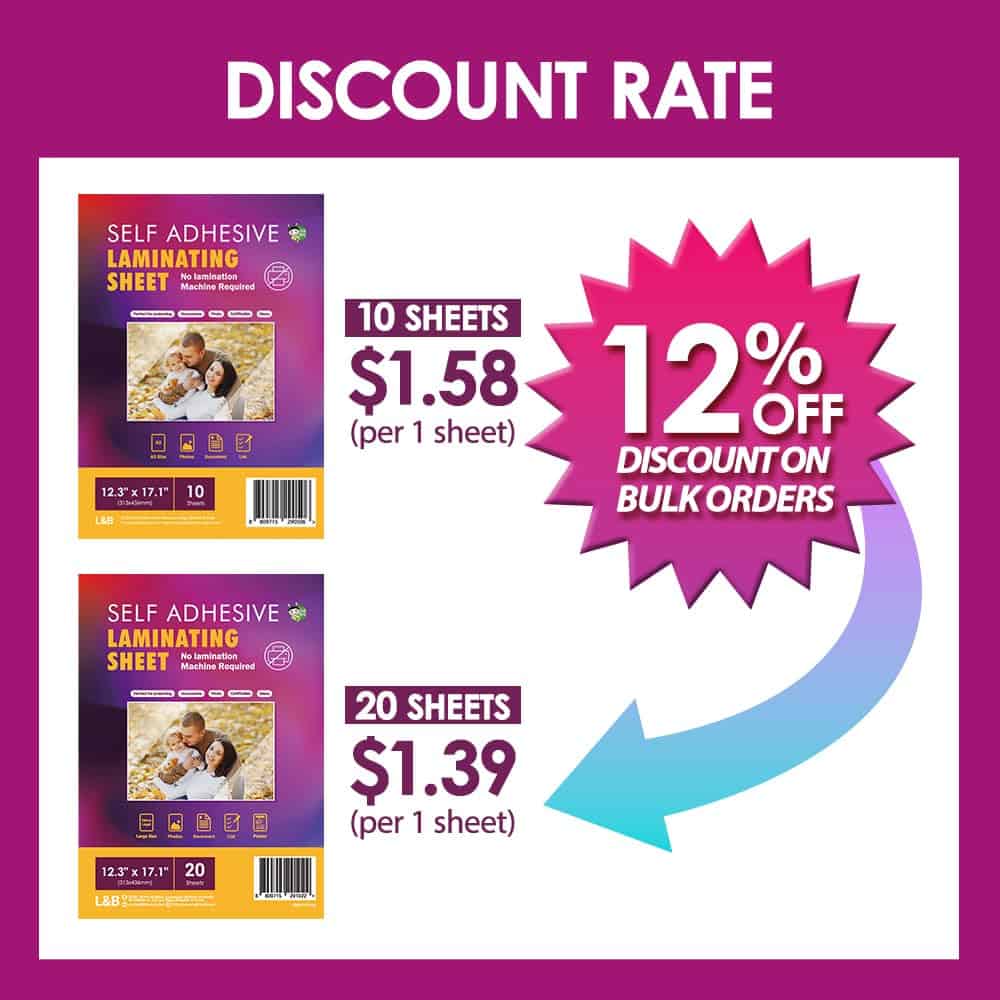 Hojas de Laminado Autoadhesivas 12.3x17.1 pulgadas, Paquete - Imagen 3