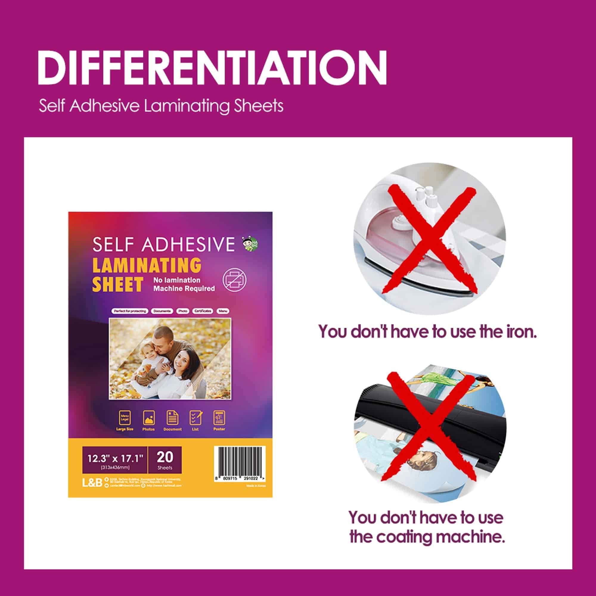 Hojas de Laminado Autoadhesivas 12.3x17.1 pulgadas, Paquete - Imagen 6