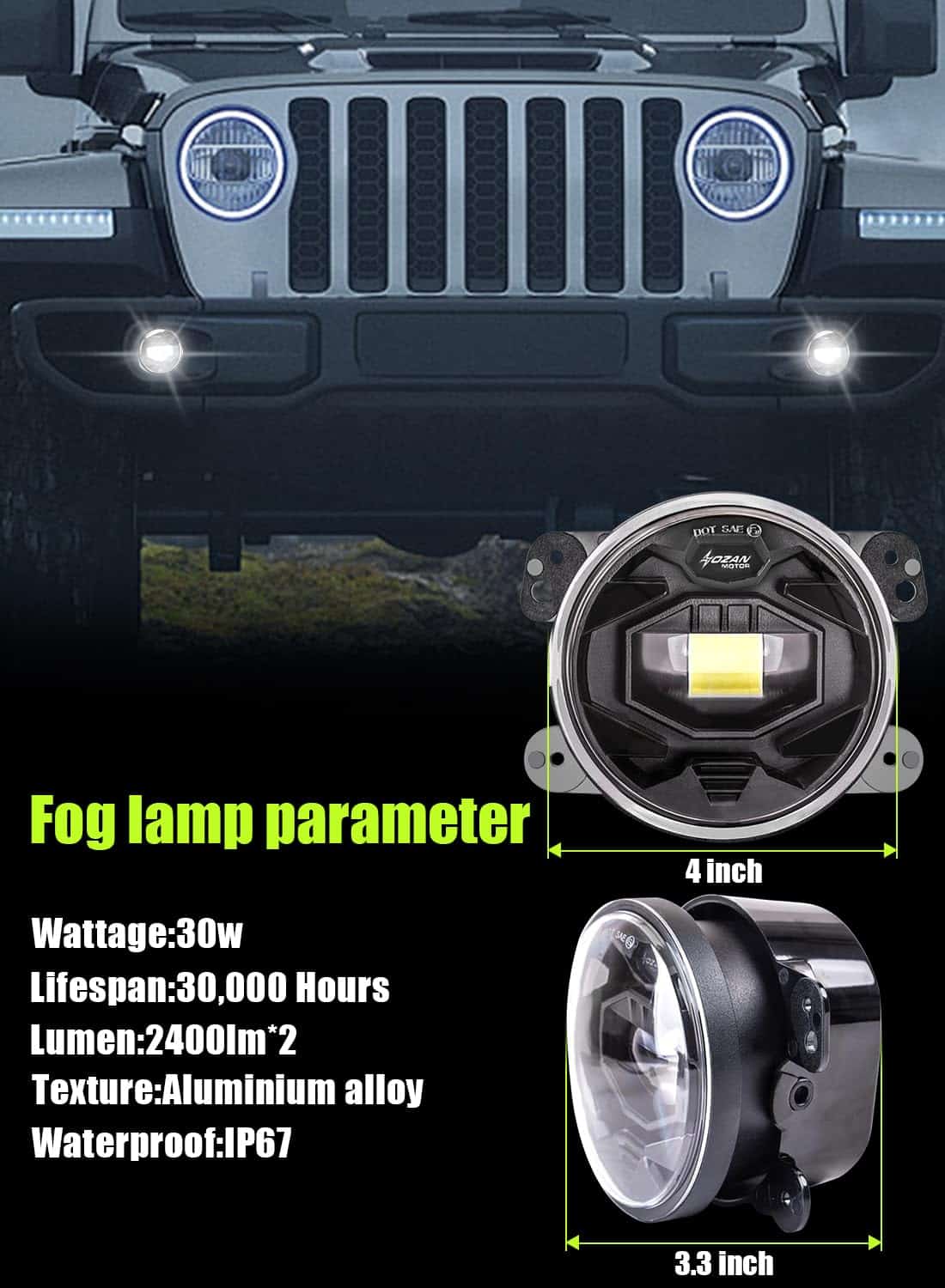 HENGTUAUTO 4inch LED Fog Light Assembly Front Bumper - Imagen 7