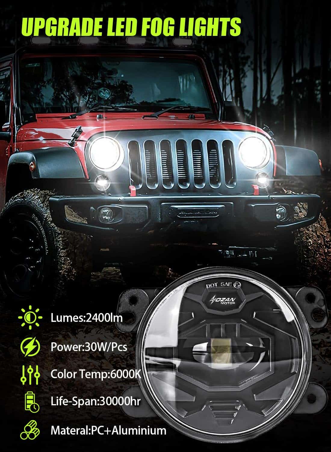 HENGTUAUTO 4inch LED Fog Light Assembly Front Bumper - Imagen 3