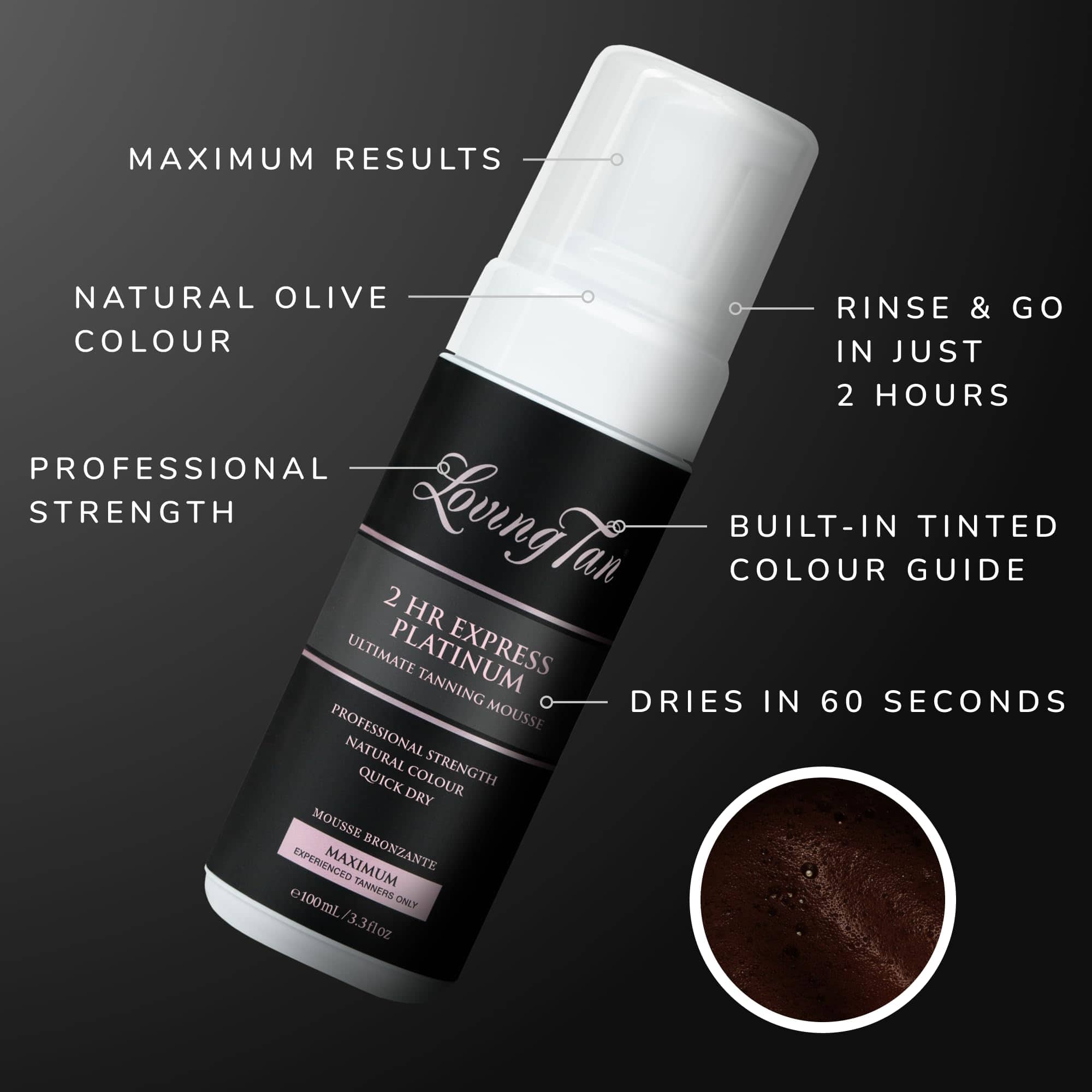 Loving Tan Platinum 2 HR Express Self Tanning Mousse, - Imagen 7