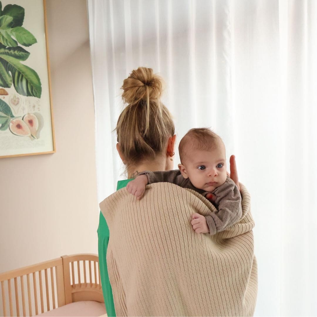 Manta de bebé de algodón orgánico tejido -Fog y Blush - Imagen 5