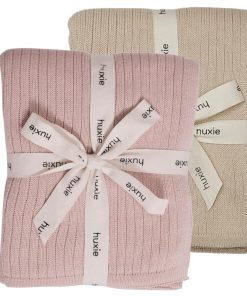 Manta de bebé de algodón orgánico tejido -Fog y Blush