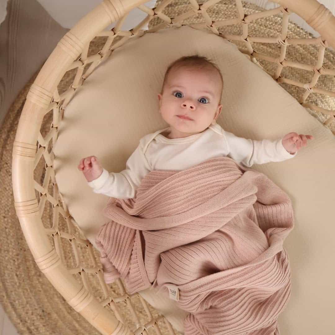 Manta de bebé de algodón orgánico tejido -Fog y Blush - Imagen 3