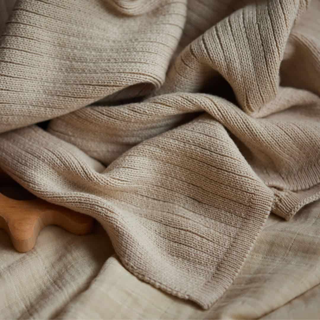 Manta de bebé de algodón orgánico tejido -Fog y Blush - Imagen 9