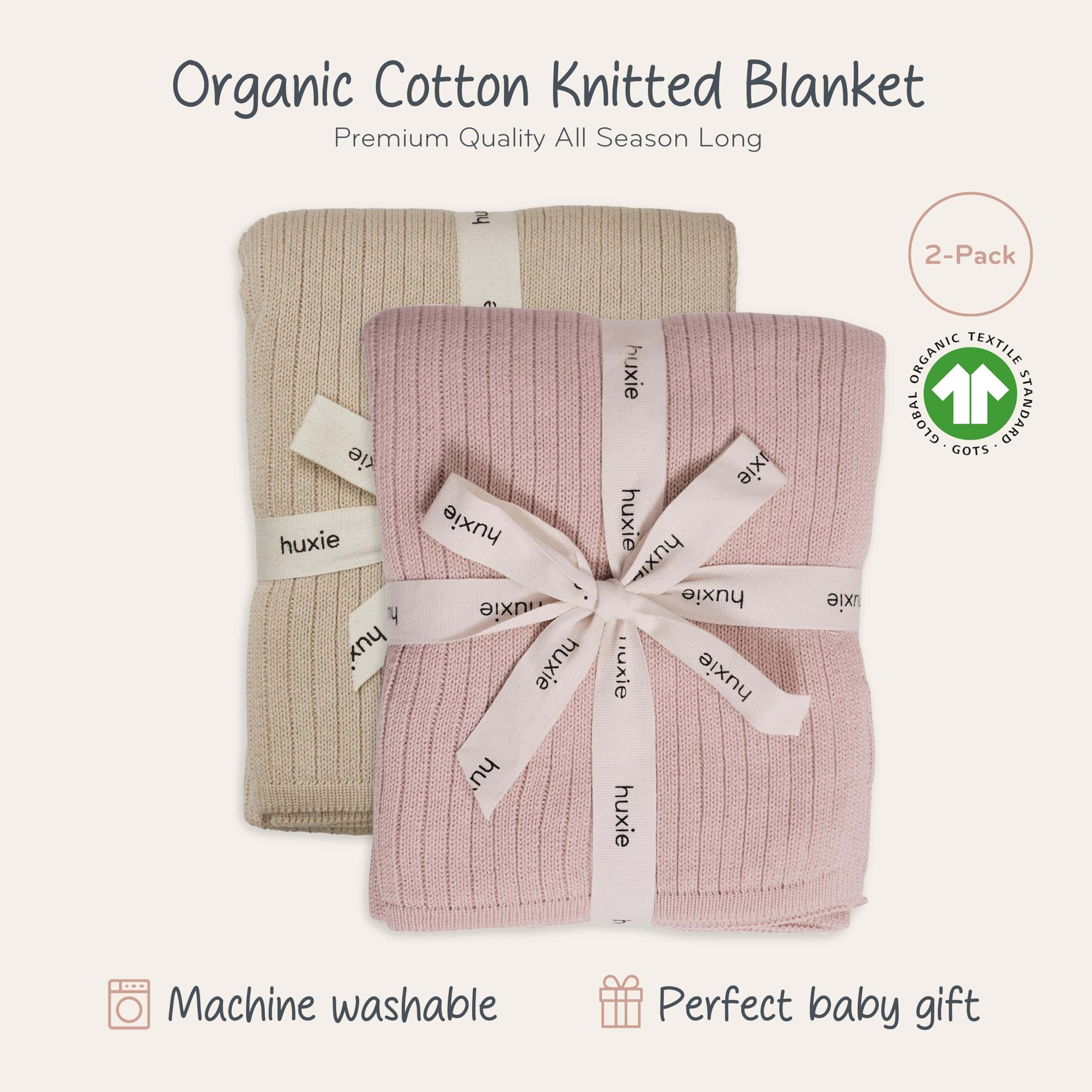 Manta de bebé de algodón orgánico tejido -Fog y Blush - Imagen 4