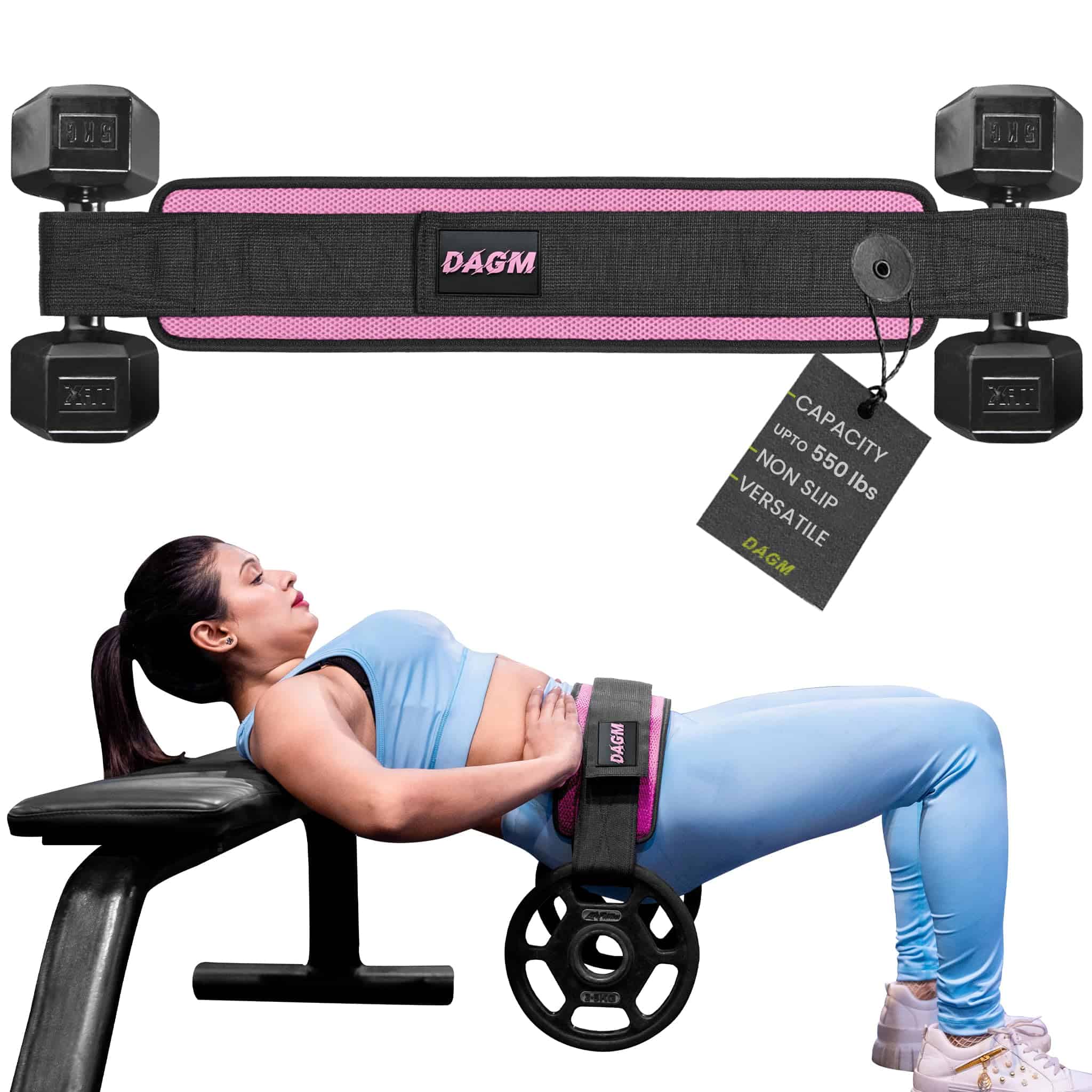 Cinturón de Hip Thrust para Pesas pesadas -Rosa bebé