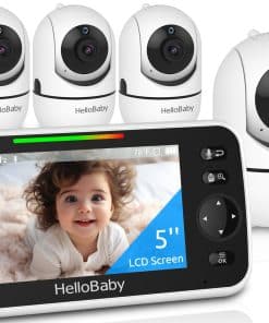 Monitor de Bebé HelloBaby HB6550 5" con 4 Cámaras Sin WiFi,