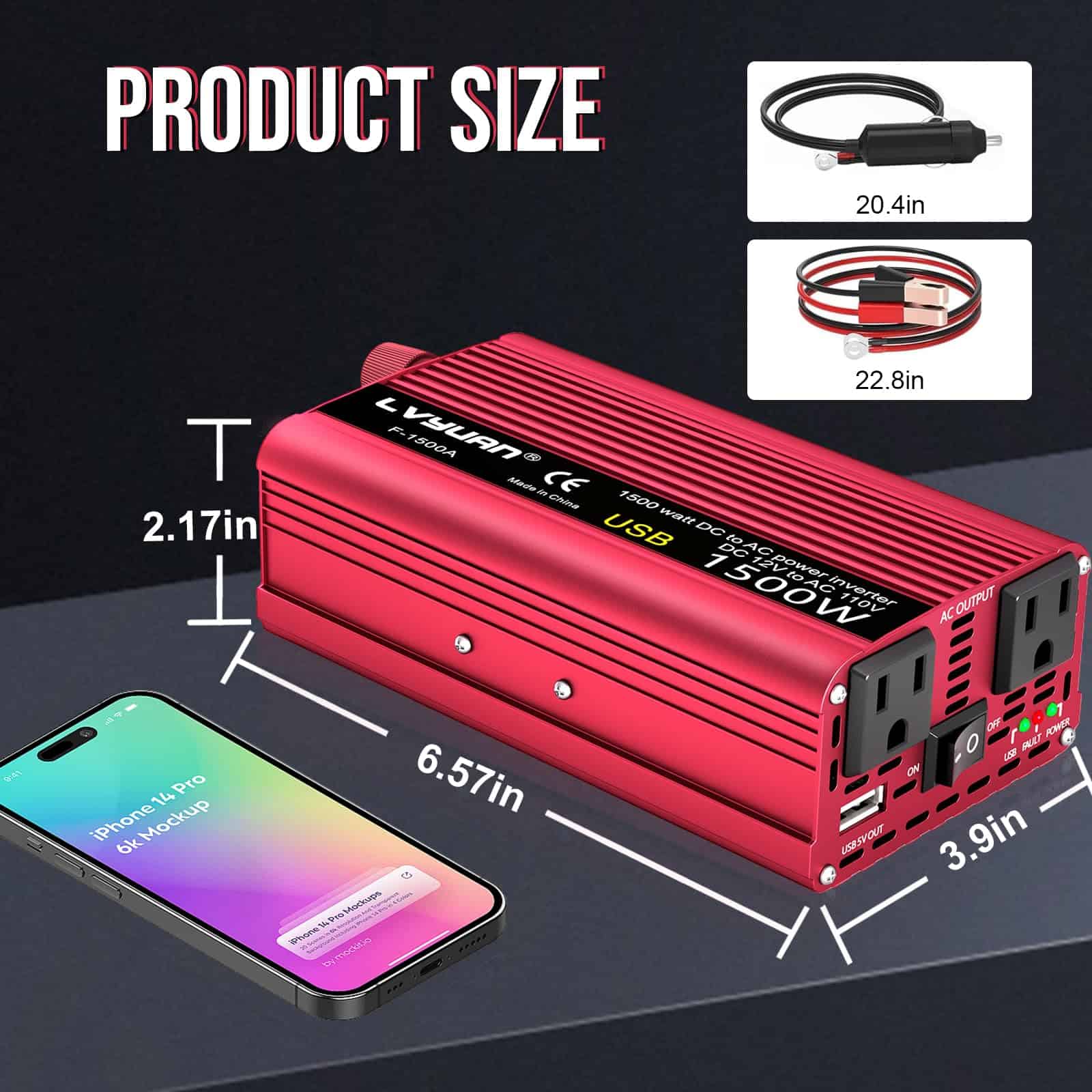 Inversor de corriente IpowerBingo 700W/1500W (Pico) Doble - Imagen 7