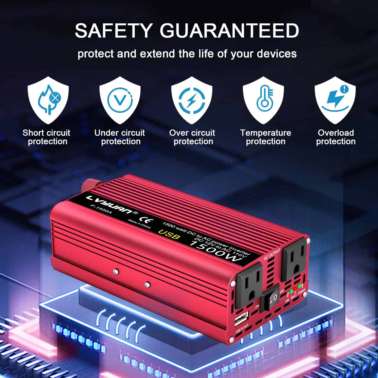 Inversor de corriente IpowerBingo 700W/1500W (Pico) Doble - Imagen 5