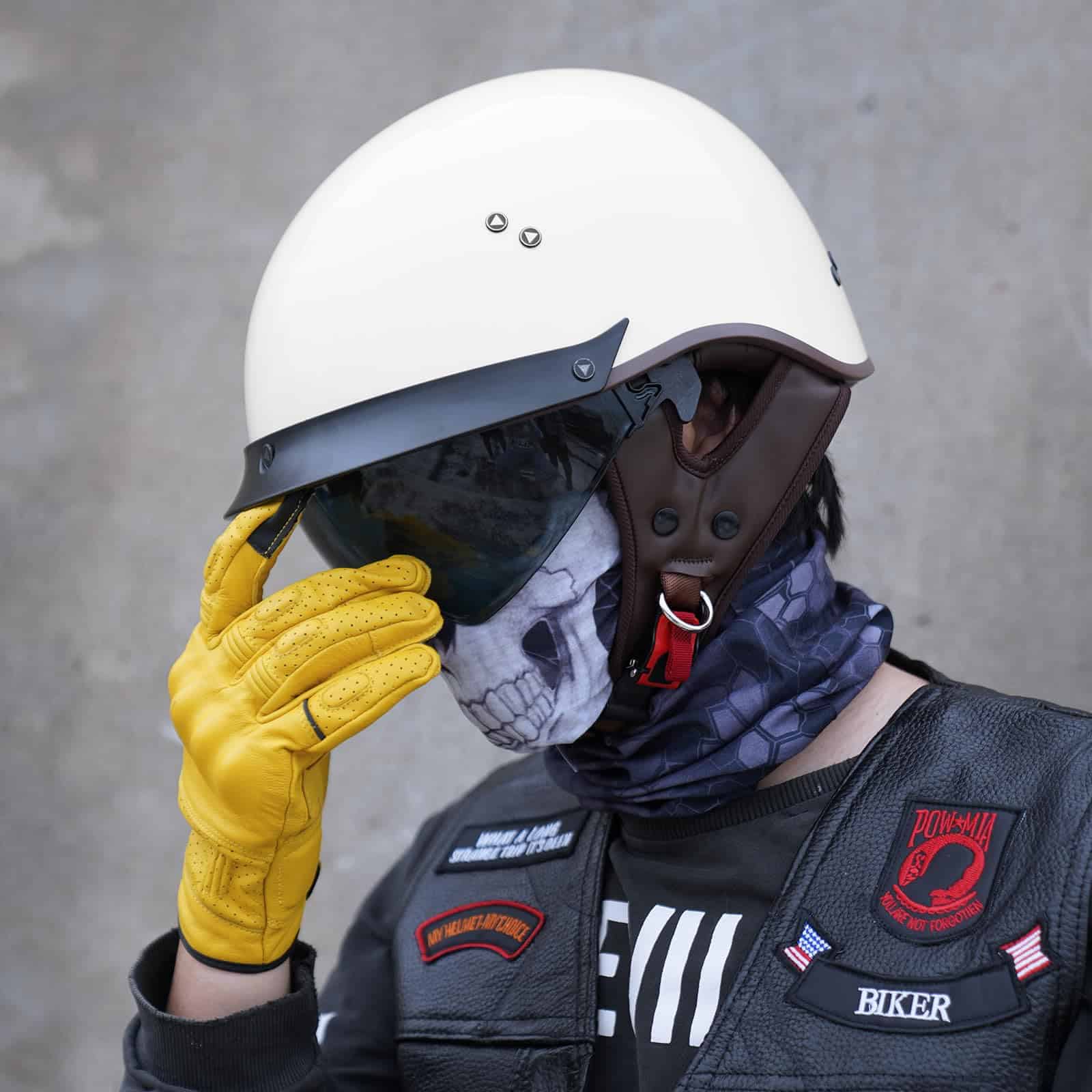 Cascos de Motocicleta Retro JQF Gear para -Blanco Brillante - Imagen 7