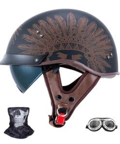 JQF Gear Cascos de Motocicleta Retro para -Corona de Jefes