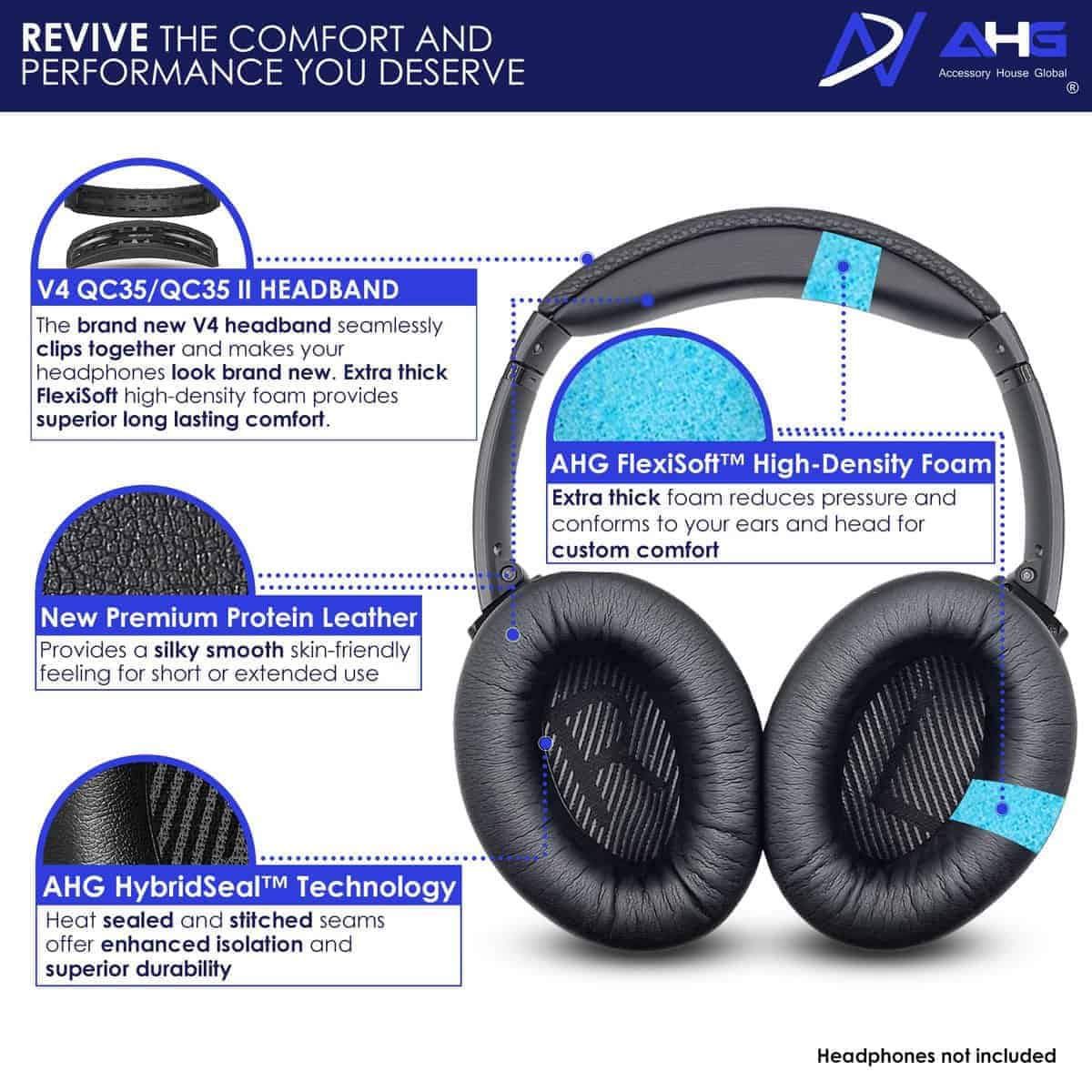 AHG Accessory House Global Kit de Almohadilla de Diadema y - Imagen 4