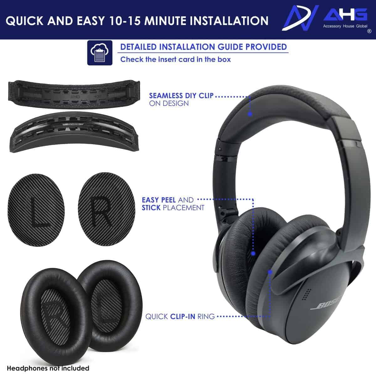 AHG Accessory House Global Kit de Almohadilla de Diadema y - Imagen 8